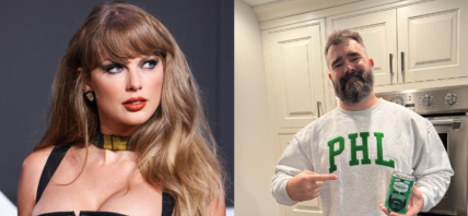 Taylor Swift and Jason Kelce collage