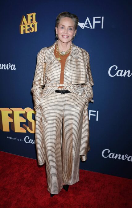 HOLLYWOOD, CALIFORNIA - OCTOBER 23: Sharon Stone attends the "Zurwaski V Texas" premiere during the 2024 AFI Fest at TCL Chinese 6 Theatres on October 23, 2024 in Hollywood, California. 23 Oct 2024 Pictured: Sharon Stone. Photo credit: Jeffrey Mayer/JTMPhotos, Int'l. / MEGA TheMegaAgency.com +1 888 505 6342 (Mega Agency TagID: MEGA1219566_033.jpg) [Photo via Mega Agency]