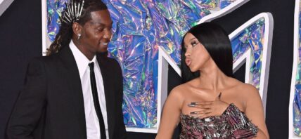 Cardi B and Offset look at each other at 2023 MTV VMAs