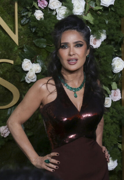 82nd Annual Golden Globe Awards: RED CARPET. 05 Jan 2025 Pictured: January 5, 2025, Beverly Hills, California, USA: Salma Hayek on the red carpet at the 82nd Annual Golden Globe Awards held on January 5, 2025 at The Beverly Hilton in Beverly Hills, California. BURT HARRIS/BNS/PI. Photo credit: ZUMAPRESS.com / MEGA TheMegaAgency.com sales@mega.global (Mega Agency TagID: MEGA1251079_071.jpg) [Photo via Mega Agency]