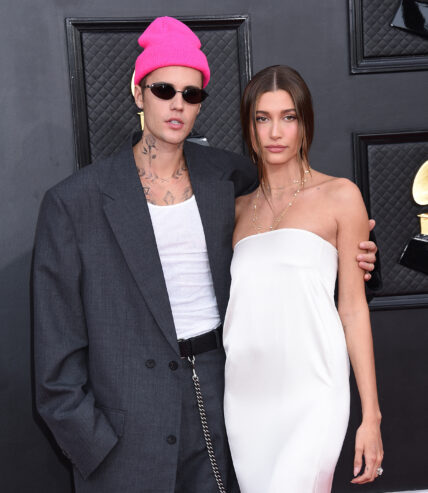 Justin Bieber and Hailey Bieber at The 64th Annual GRAMMY Awards