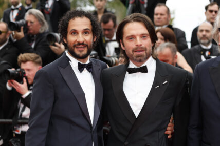 Ali Abbasi and Sebastian Stan at 'The Apprentice' during the 77th Cannes Film Festival at Palais des Festivals in Cannes, France