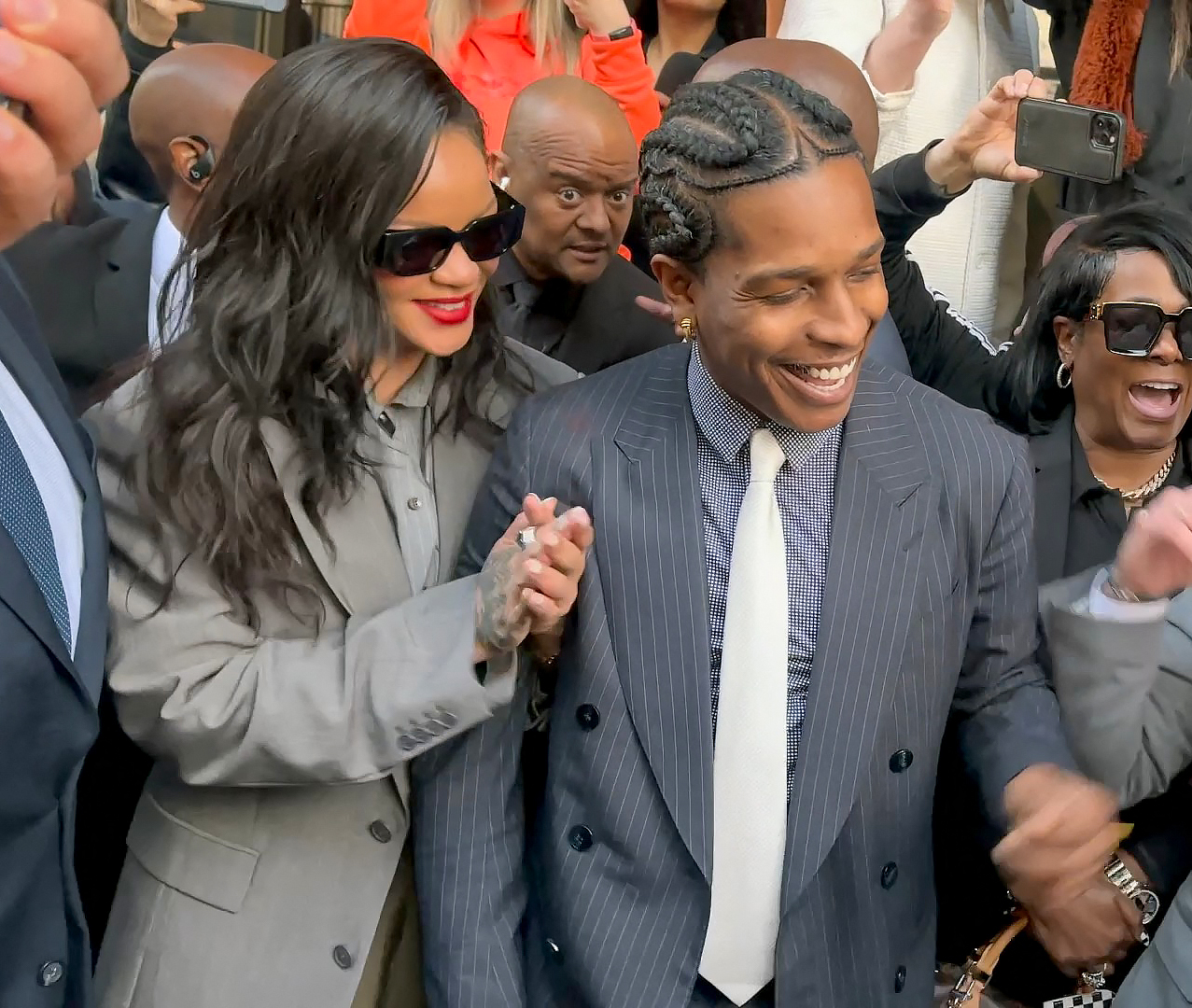 Rihanna and ASAP Rocky celebrate his Not Guilty verdict outside the Los Angeles Courthouse