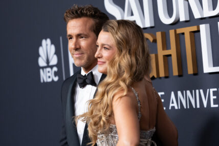 Ryan Reynolds and Blake Livley at SNL 50