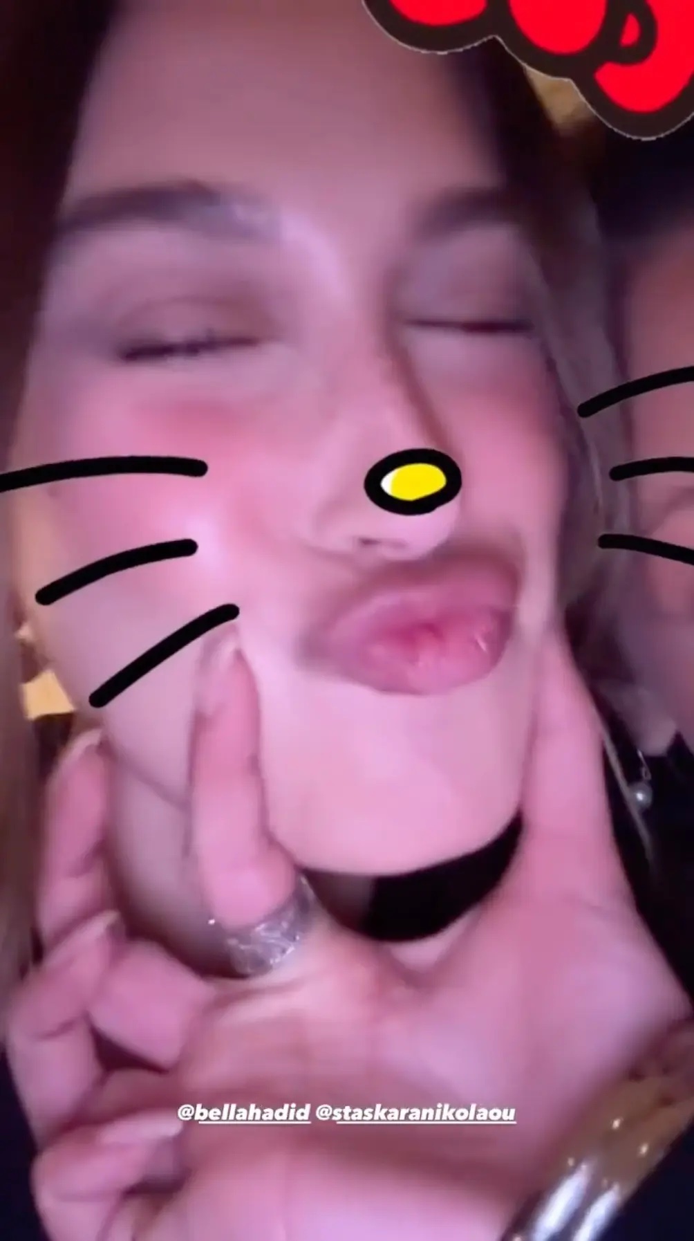 Hailey Bieber puckers up