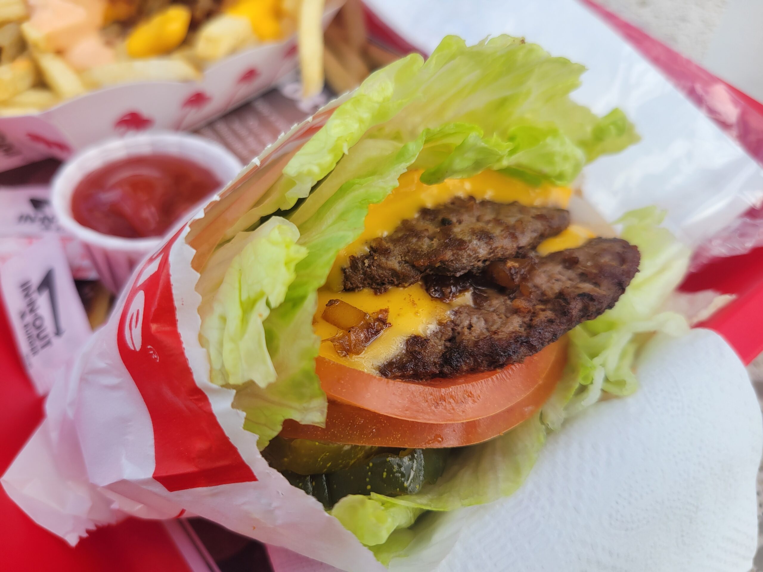 In-N-Out Burger animal-style protein-style double double