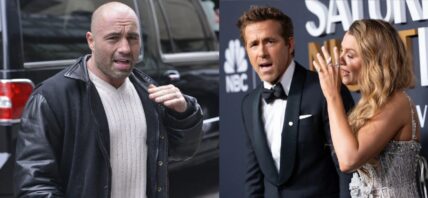 Joe Rogan, Ryan Reynolds, Blake Lively photo collage