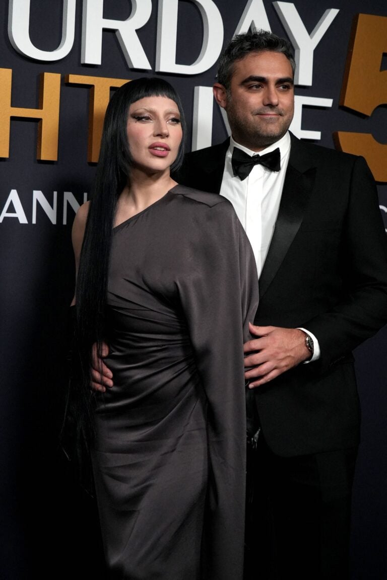 Lady Gaga and Michael Polansky on SNL 50: Red Carpet -New York City....