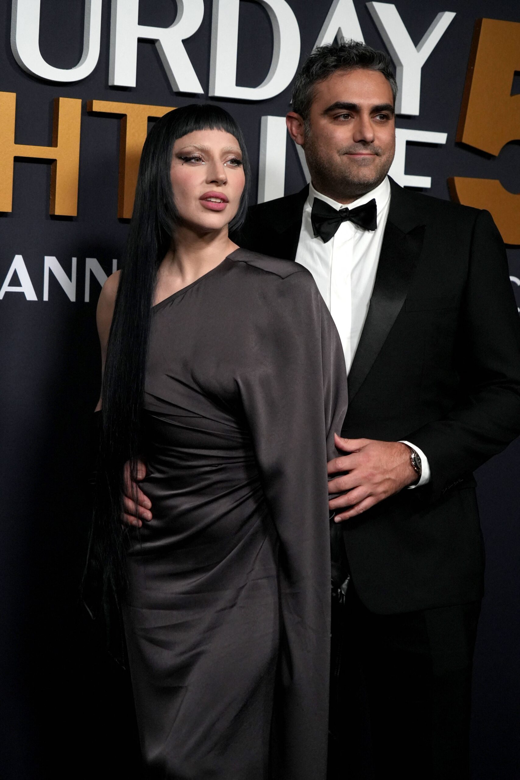 Lady Gaga and Michael Polansky on SNL 50: Red Carpet -New York City....