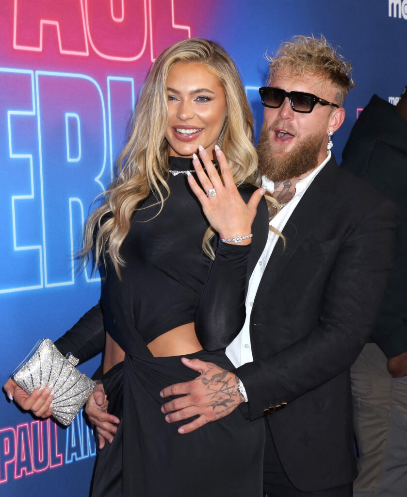 Logan Paul attending Max's 'Paul American' New York Premiere held at Tempo by Hilton New York Times Square on March 26, 2025 in New York City, NY ©Steven Bergman/AFF-USA.COM. 26 Mar 2025 Pictured: Jutta Leerdam and Jake Paul. Photo credit: Steven Bergman/AFF-USA.COM / MEGA TheMegaAgency.com sales@mega.global (Mega Agency TagID: MEGA1288281_079.jpg) [Photo via Mega Agency]