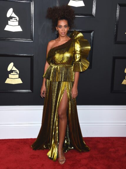 Celebrities arrive at the 59th Grammy Awards held at Staples Center in Los Angeles, California. 12 Feb 2017 Pictured: Solange Knowles. Photo credit: MEGA TheMegaAgency.com +1 888 505 6342 (Mega Agency TagID: MEGA17375_034.jpg) [Photo via Mega Agency]