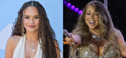 A photo collage of Madison Pettis and Mariah Carey