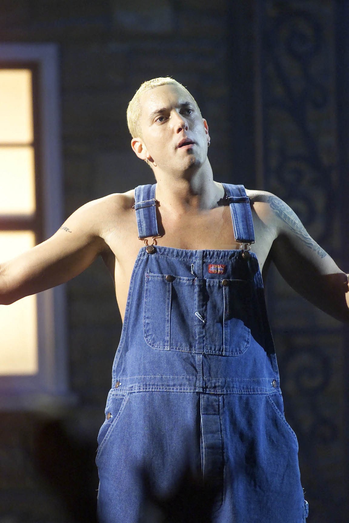 Eminem in overalls
