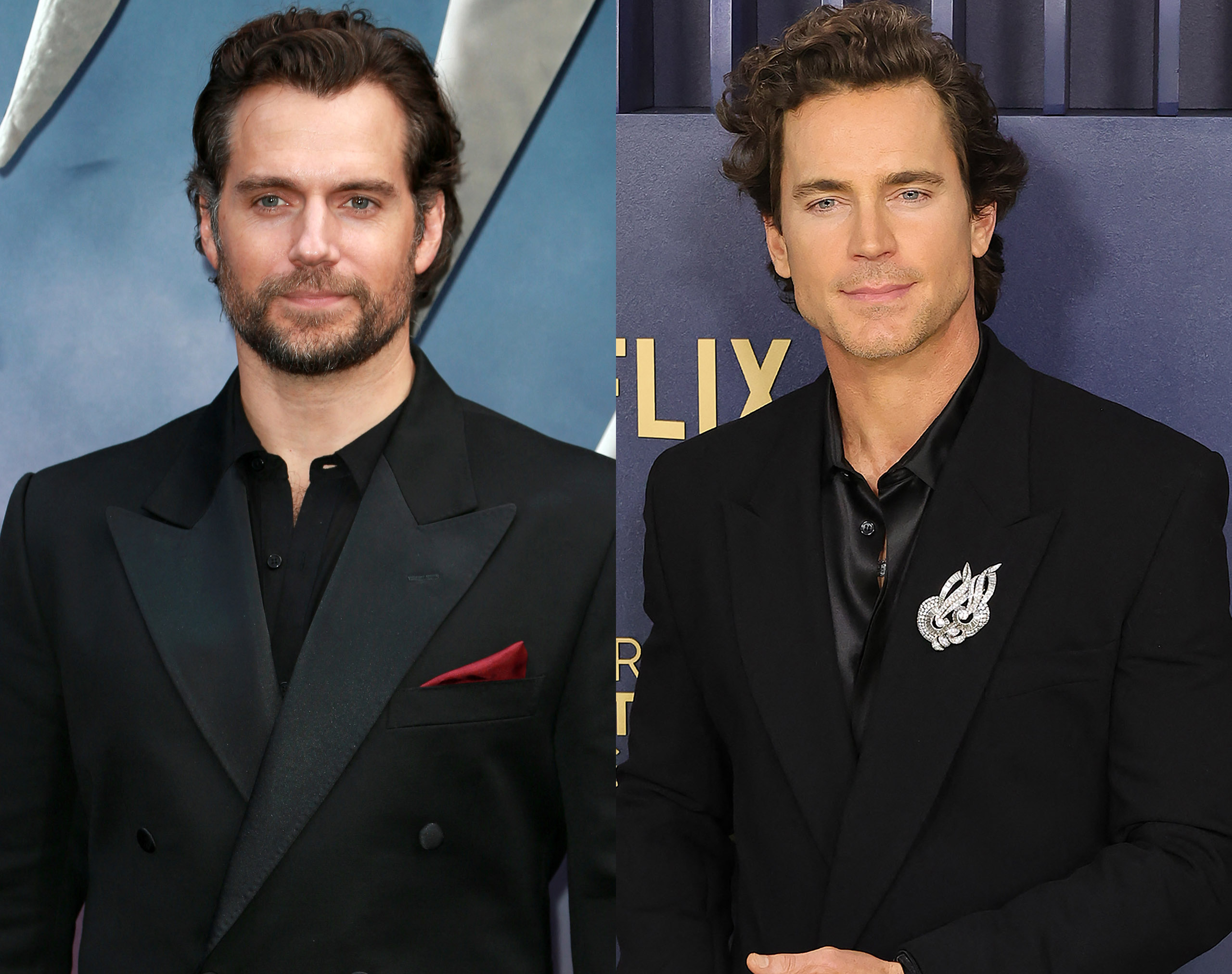 A photo collage of Henry Cavill and Matt Bomer