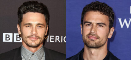 A photo collage of James Franco and Theo James