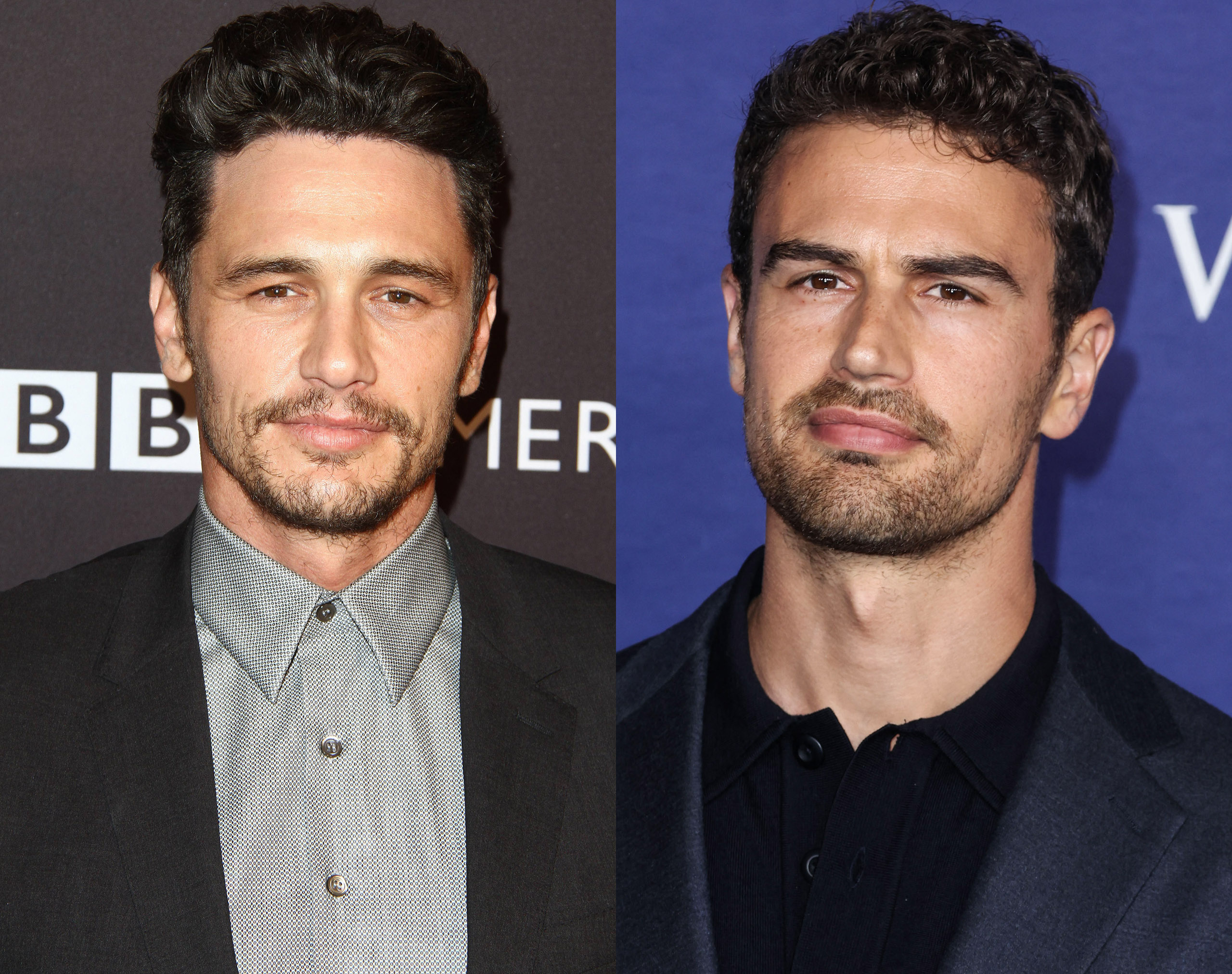 A photo collage of James Franco and Theo James