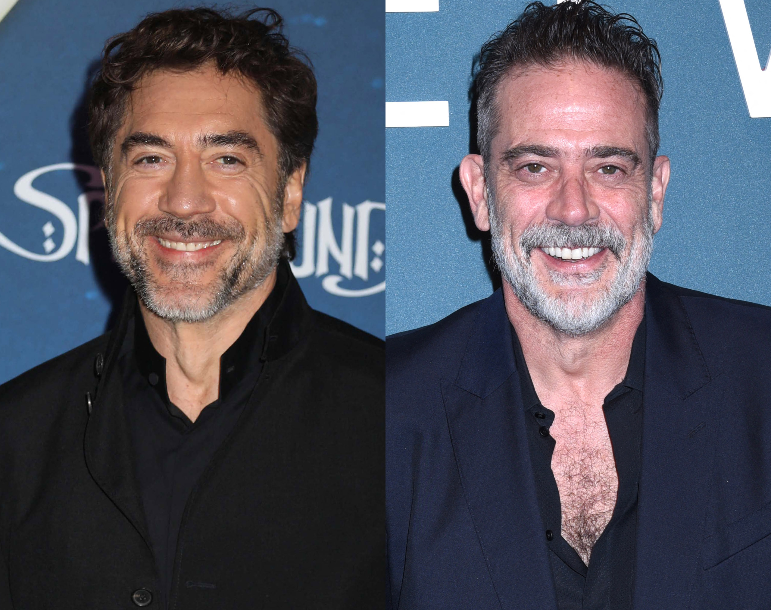 A photo collage of Javier Bardem and Jeffrey Dean Morgan