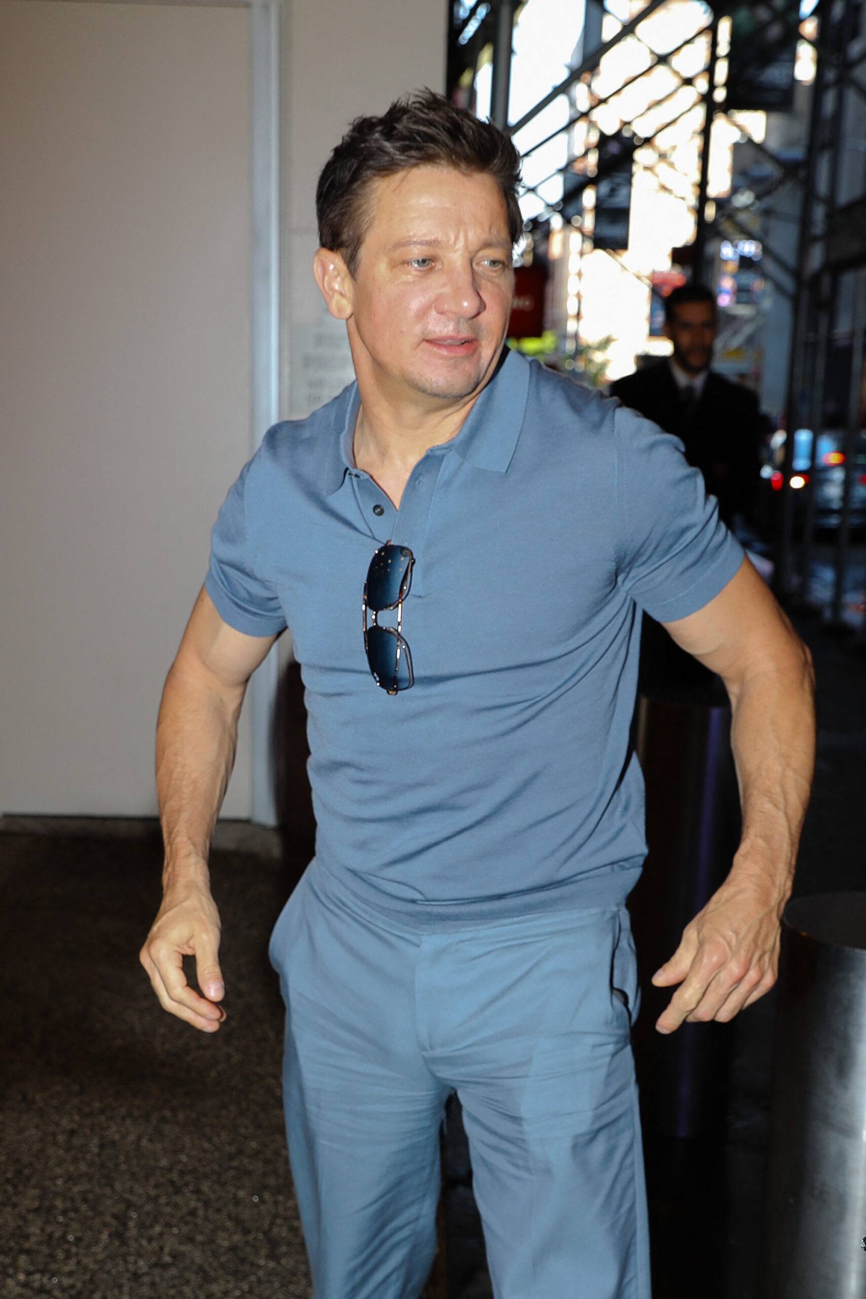 Jeremy Renner seen arriving at the CBS studios in NYC