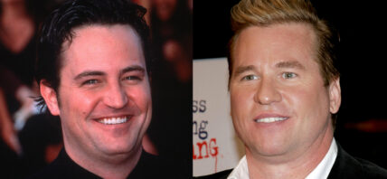 A photo collage of Matthew Perry and Val Kilmer
