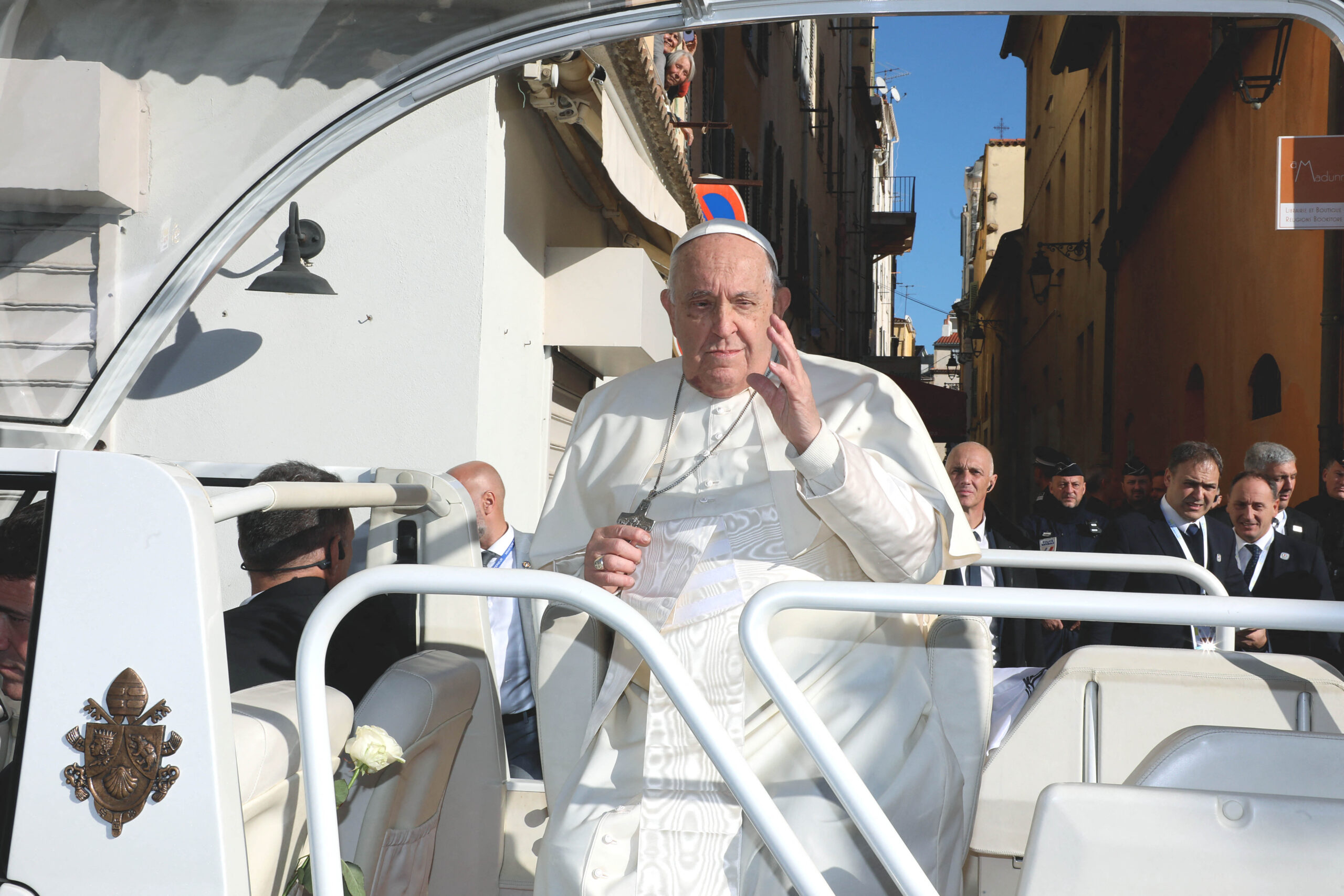 Pope Francis' Visit to the Cathedral of Ajaccio on December 15, 2024, in South Corsica, France.