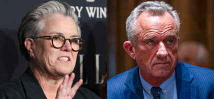 A photo collage of Rosie O'Donnell and RFK Jr.