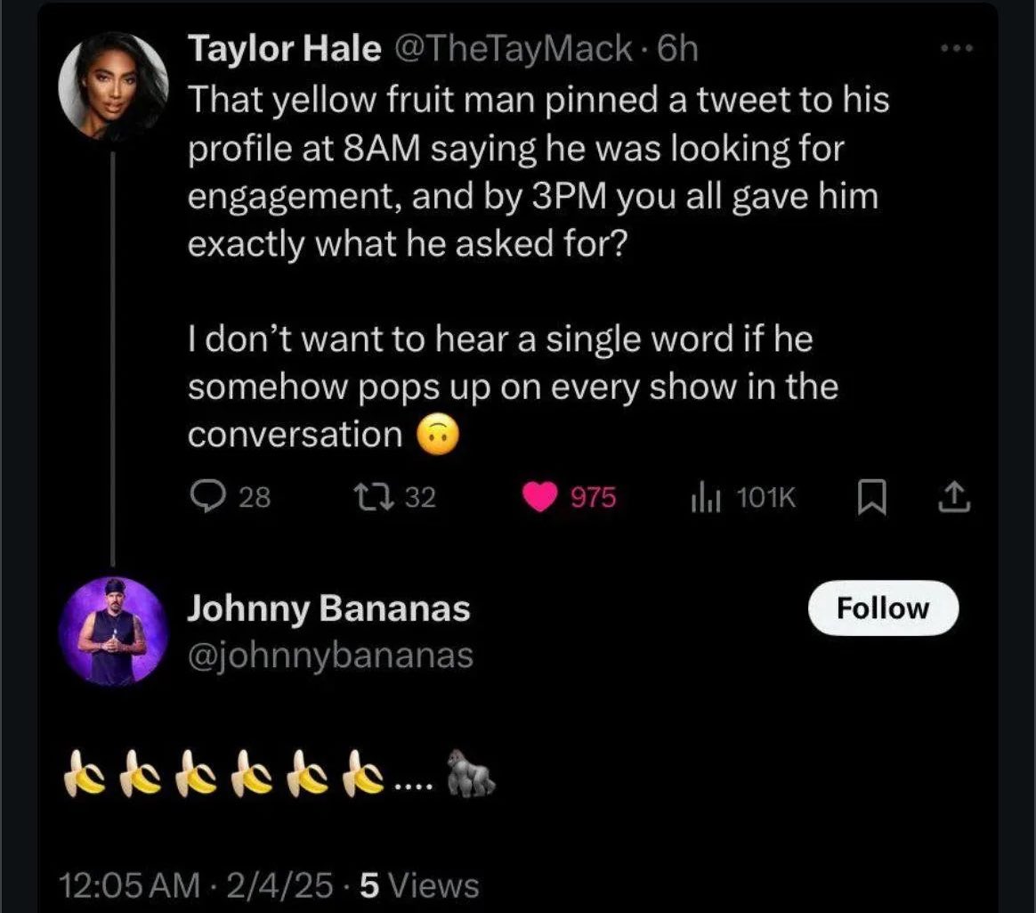 Taylor Hale and Johnny Bananas' exchange