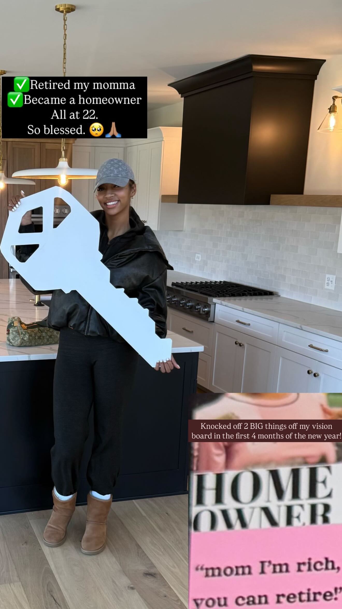 Angel Reese posing after she bought a house. 