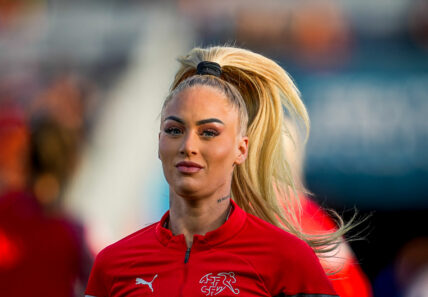 August 05 2023: Alisha Lehmann (Switzerland) looks on during a game, , at , , . Kim Price/CSM (Credit Image: © Kim Price/Cal Sport Media) Newscom/(Mega Agency TagID: csmphotothree128543.jpg) [Photo via Mega Agency]