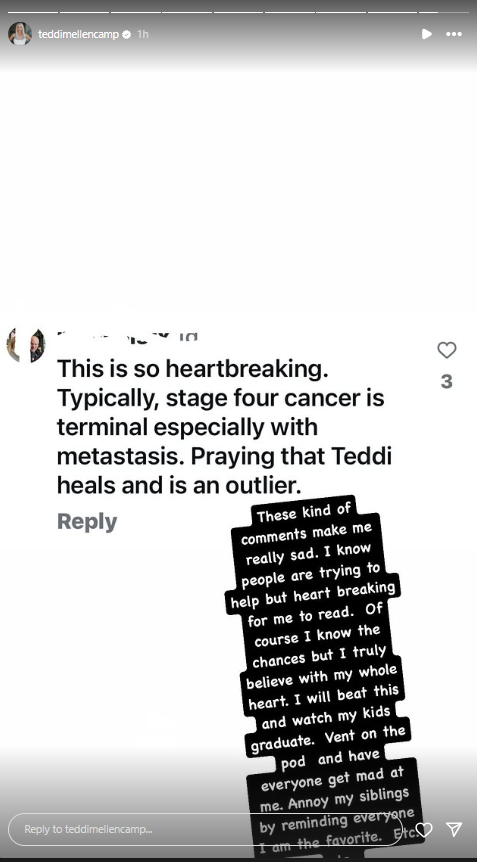 Teddi Mellencamp slams fan's comment