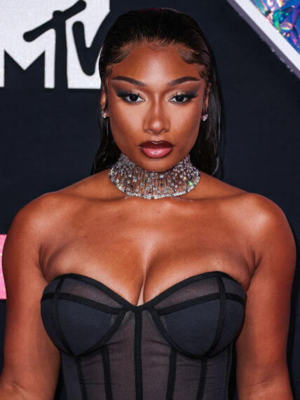 Megan Thee Stallion posing on the red carpet.