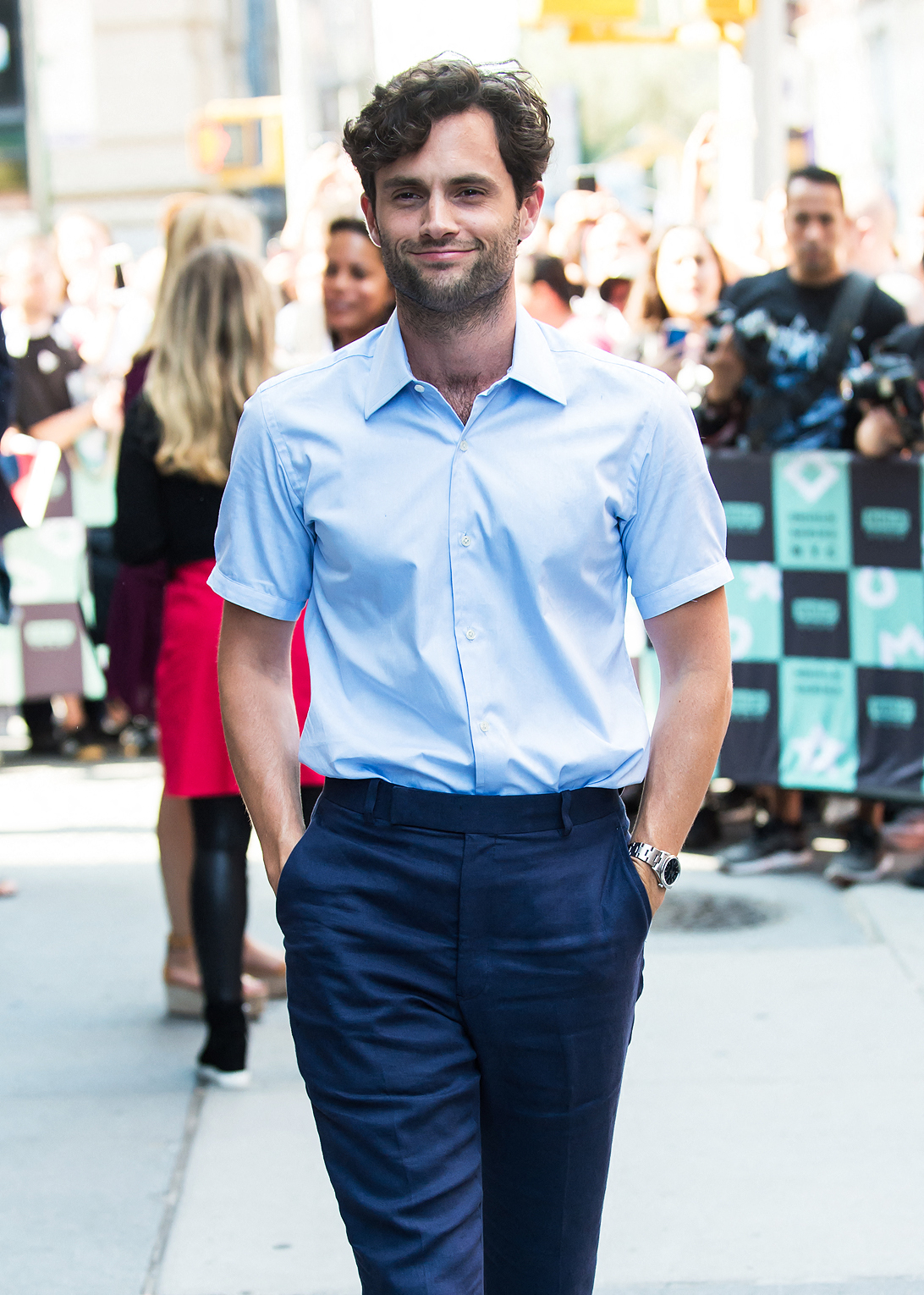 Penn Badgley visit AOL Build Studio in New York