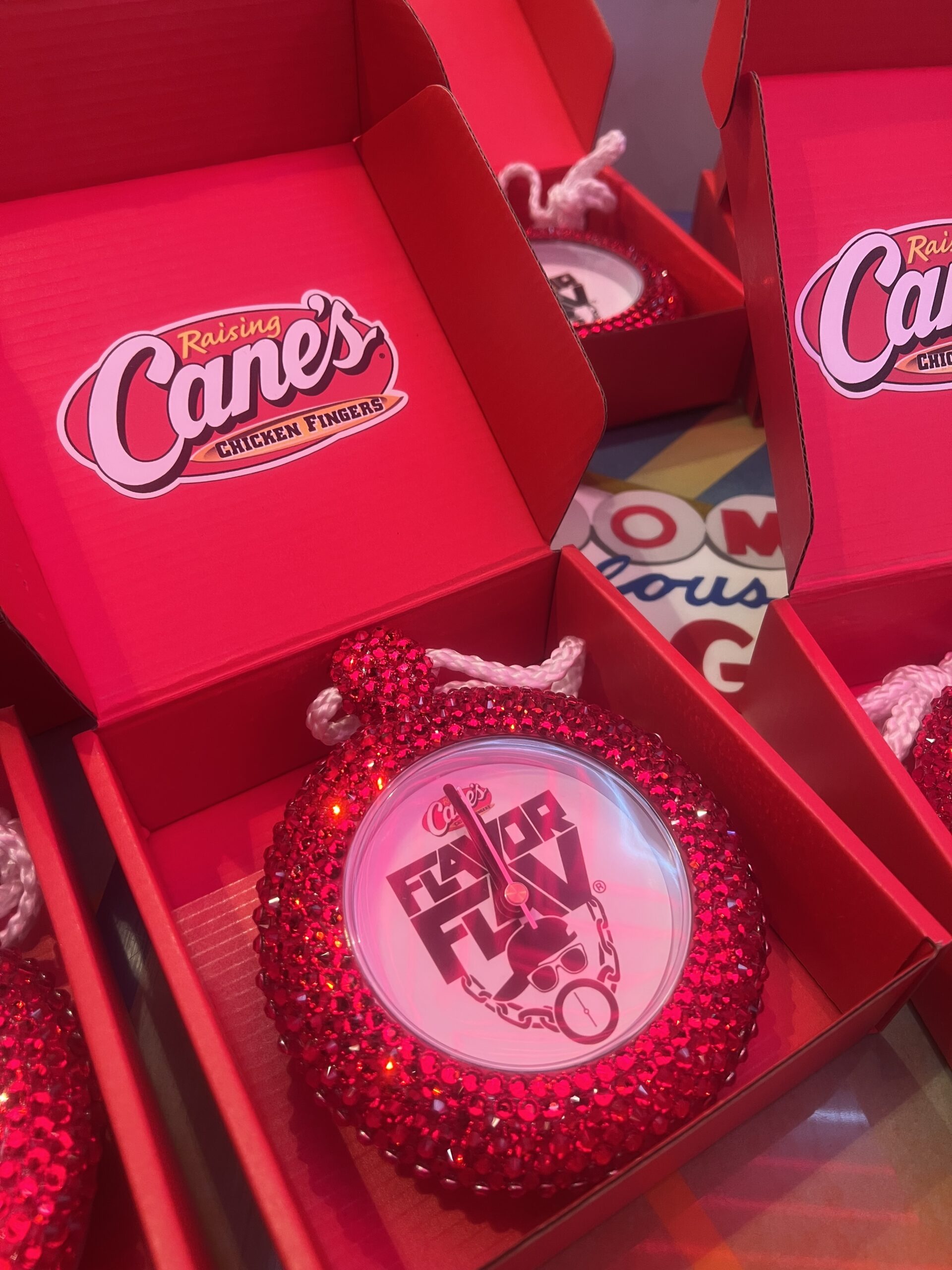 Limited Edition Flavor Flav Raising Cane's clock necklace