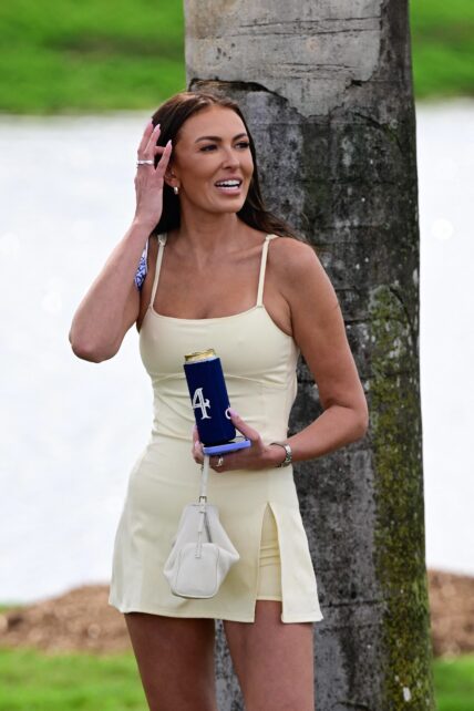DORAL, FL - APRIL 06: Paulina Gretzky is seen, watching her husband, Dustin Johnson play in LIV Golf Miami on April 06, 2025, at Trump National Doral in Doral, FL. 07 Apr 2025 Pictured: Paulina Gretzky. Photo credit: Michele Eve Sandberg/MEGA TheMegaAgency.com sales@mega.global (Mega Agency TagID: MEGA1293327_007.jpg) [Photo via Mega Agency]