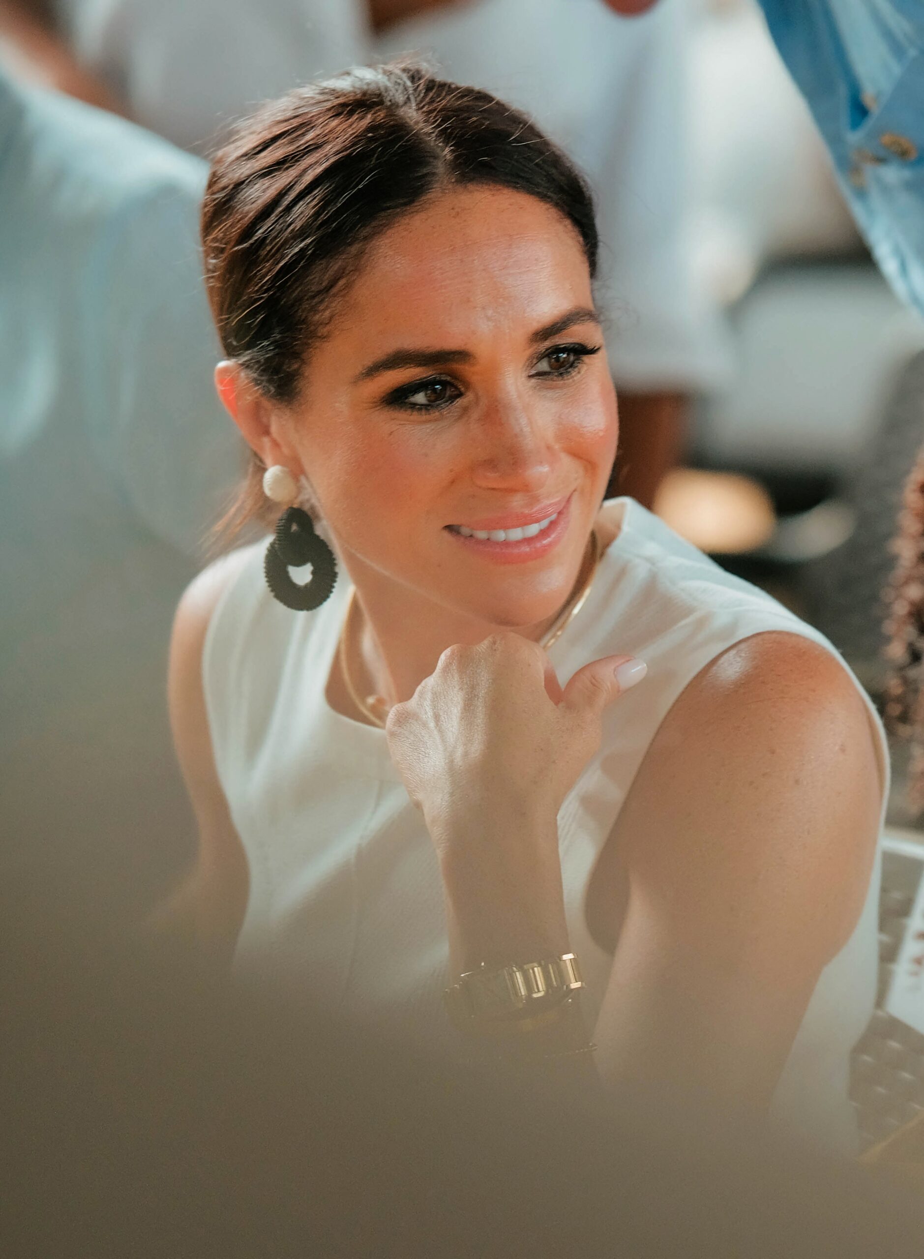 Meghan Markle Accessorises with Princess Dianas Gold Cartier Tank Watch During Her Trip to Colombia