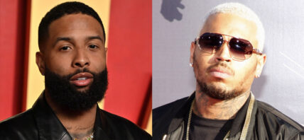 A photo collage of Odell Beckham Jr. and Chris Brown