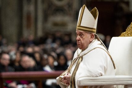 Pope Francis attends an Ordinary Public Consistory for creating 21 new cardinals, at St Peter's Basilica in the Vatican