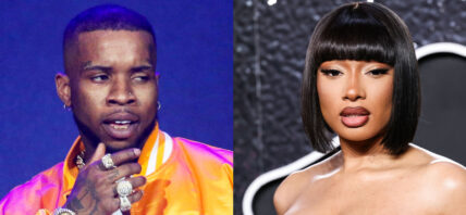 A phot collage of Tory Lanez and Megan Thee Stallion