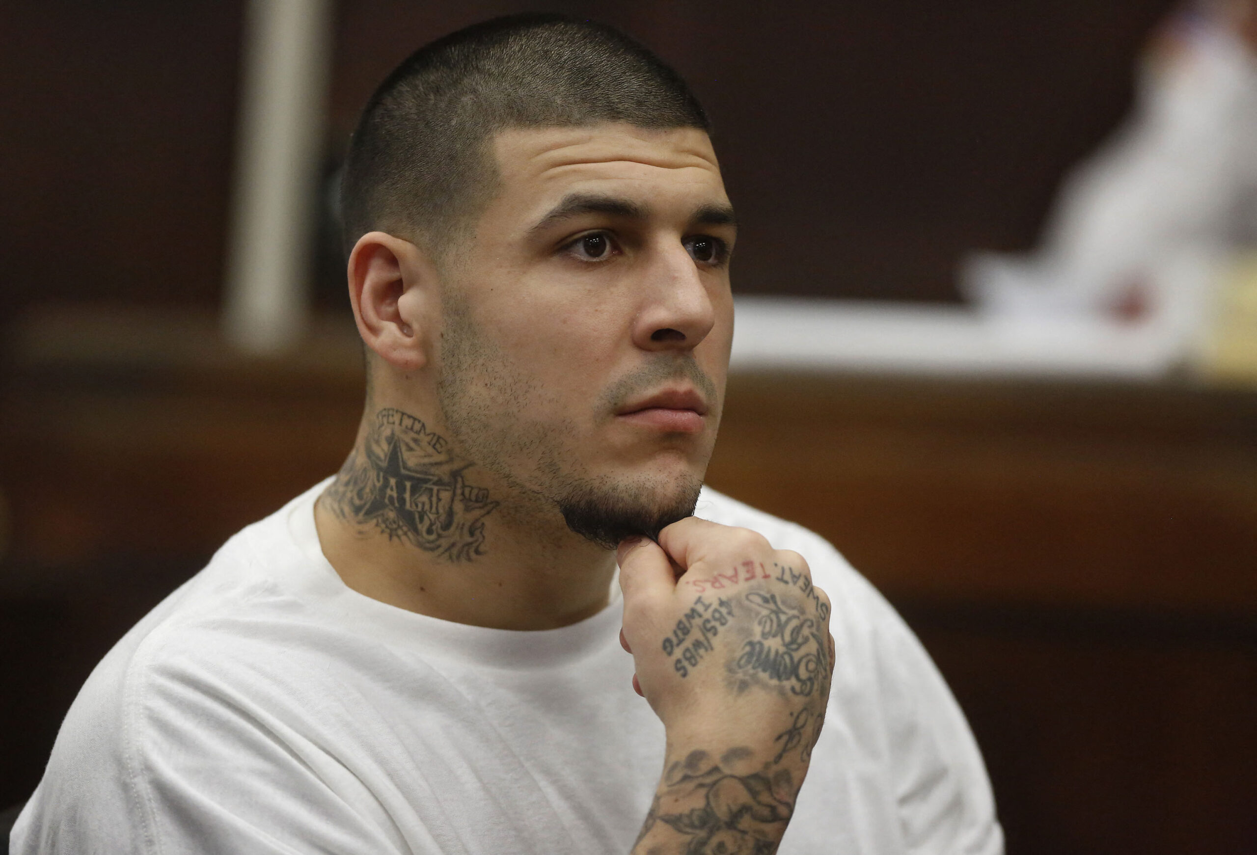 Aaron Hernandez in court. 