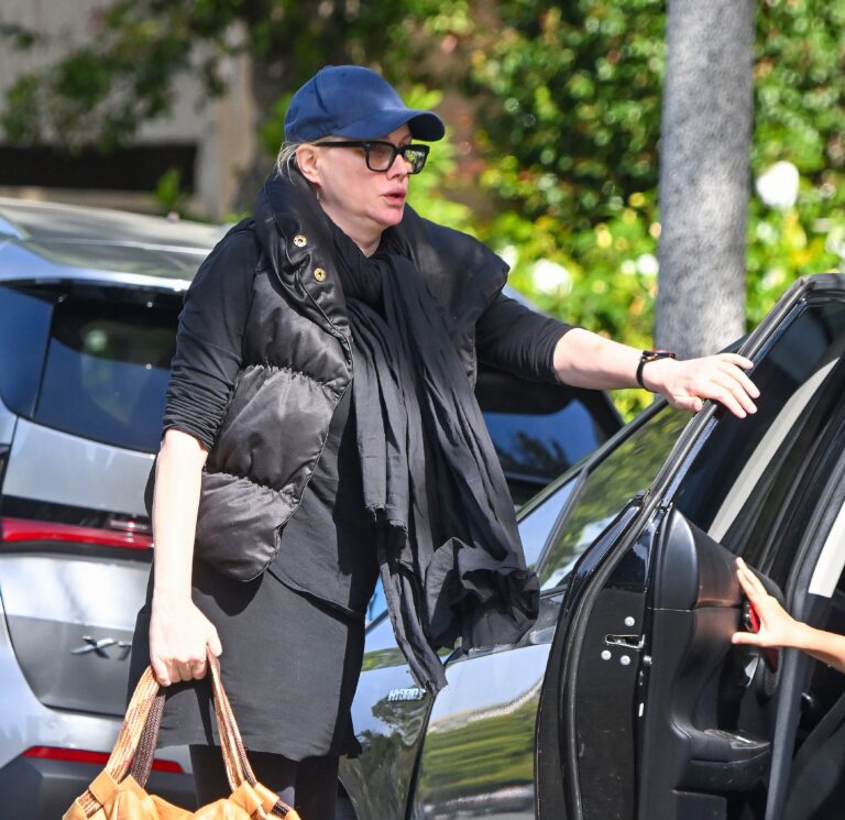 Alice Evans steps out without her signature red lipstick after revealing she has lost over 40 lbs