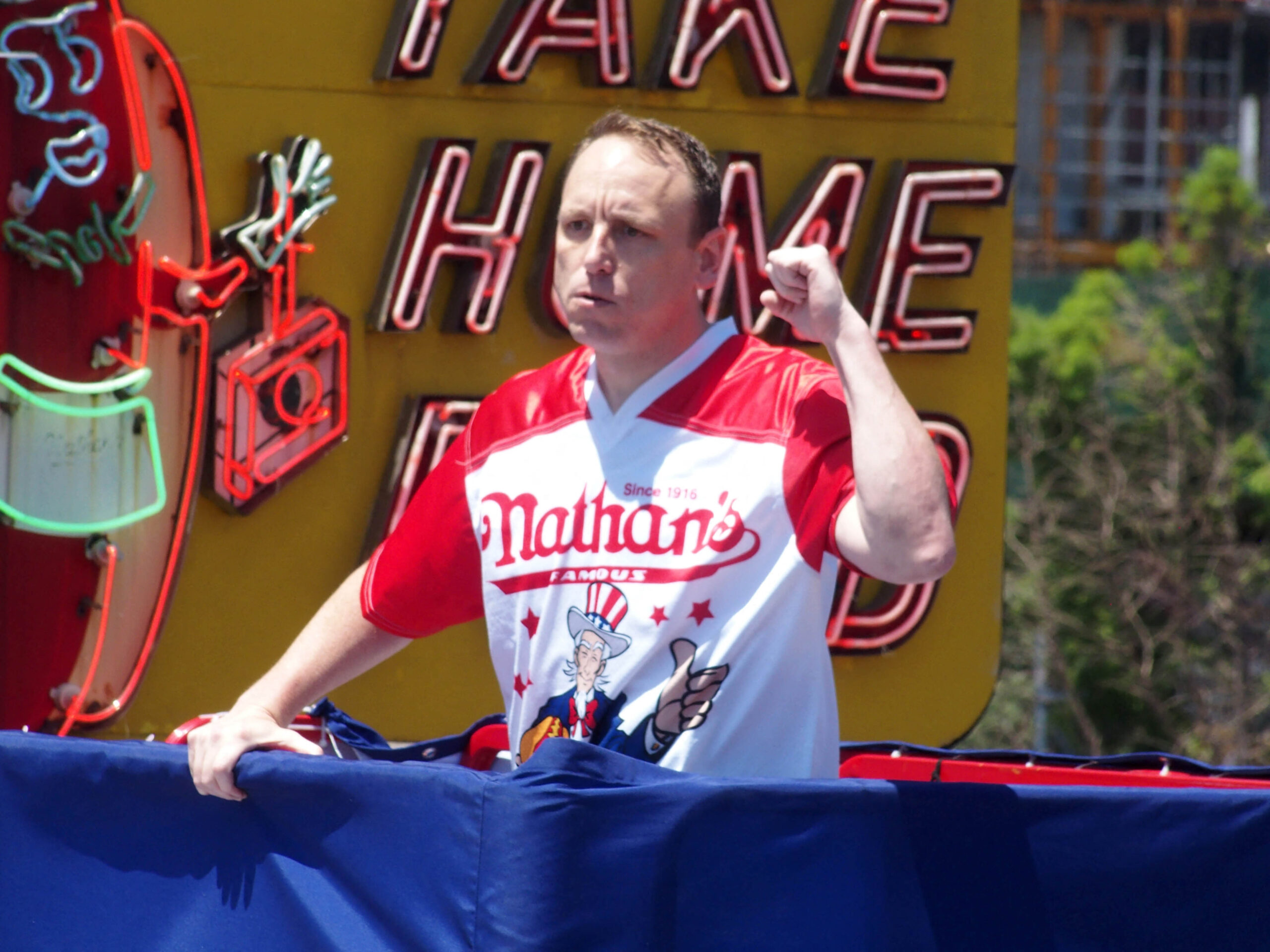 Joey Chestnut at Nathan's hot dog contest