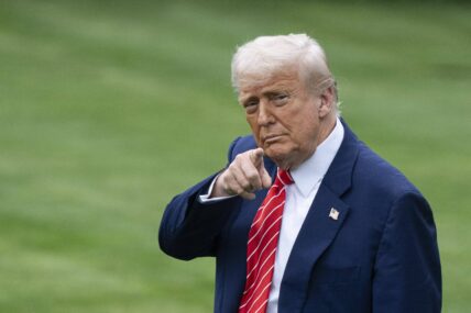 President Donald J Trump departs the White House