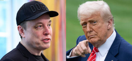 A photo collage of Elon Musk and Donald Trump
