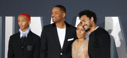 Jaden Smith, Will Smith, Jada Pinkett Smith, and Trey Smith on the red carpet