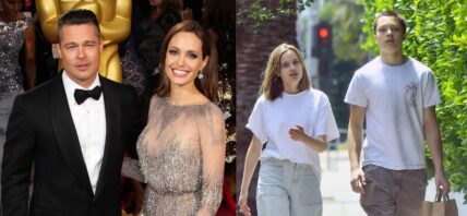 Brad Pitt, Angelina Jolie, Knox and Vivienne Jolie-Pitt photo collage