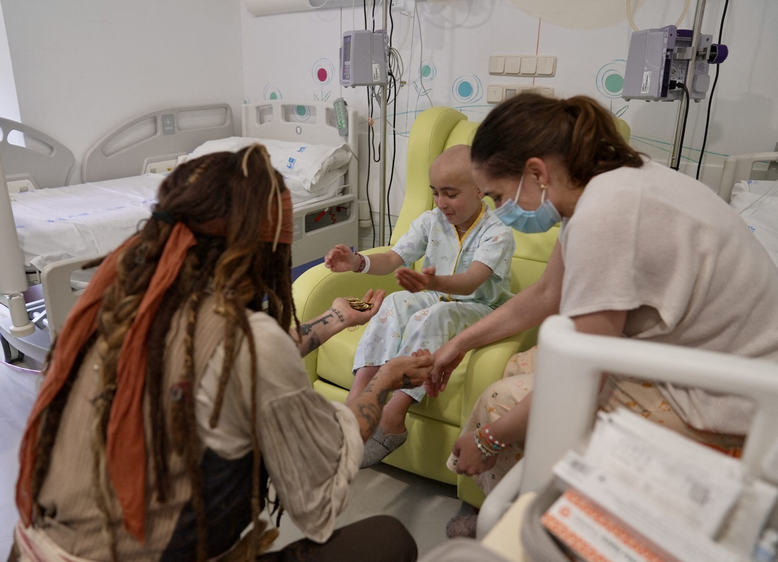 Actor Johnny Depp visits patients at the Niño Jesús public children's hospital
