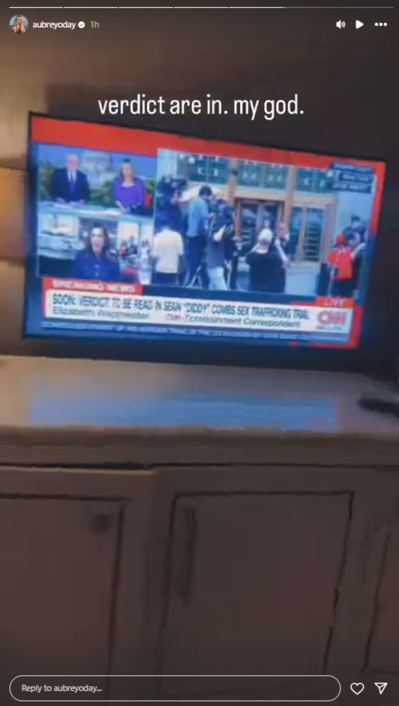 Aubrey O'Day's reaction to Diddy's guilty verdict