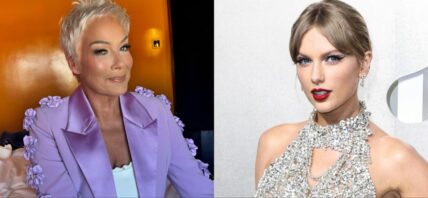 Collage of Denise Welch and Taylor Swift
