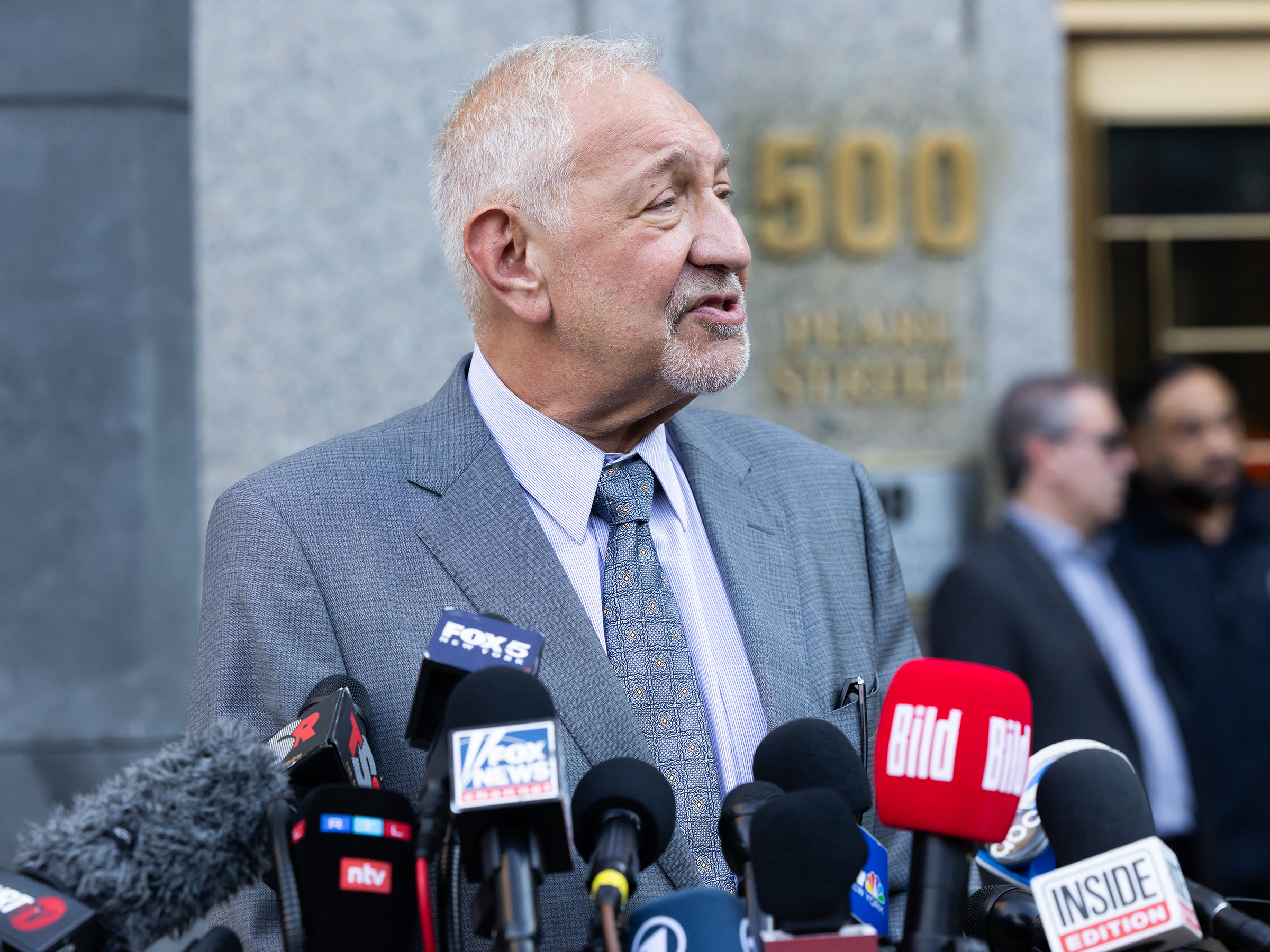 Mark Geragos outside Manhattan Federal Court