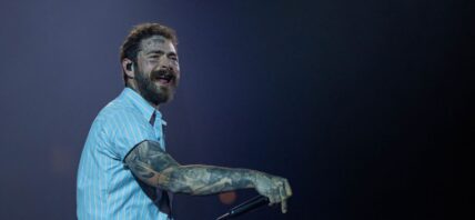 Post Malone pictured on stage during Coachella