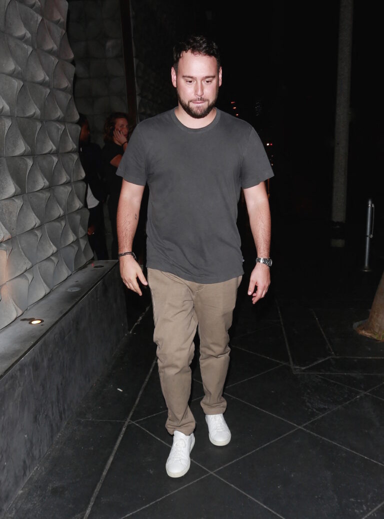 Manager Scooter Braun is seen leaving Usher's birthday party in Los Angeles.